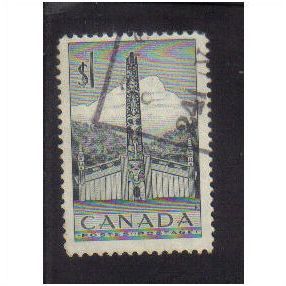 1953 canada indian house totem pole $1 f/u sg446