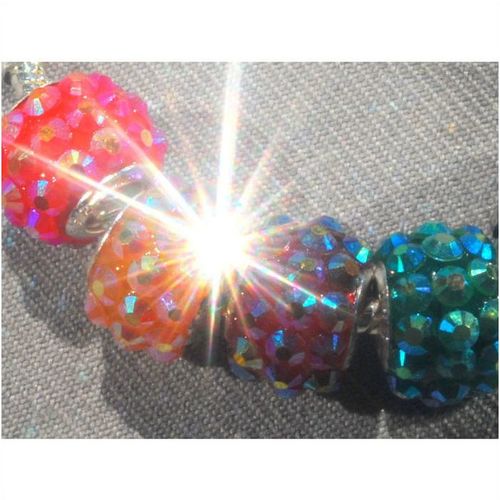 6 No. Sparkle 12mm Multi Colour Disco European Beads Craft Jewellery 2100