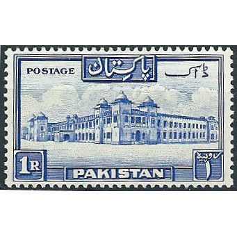 Pakistan 1954 SG38a 1 Rupee Ultramarine Perf 13.5 Mounted Mint ..