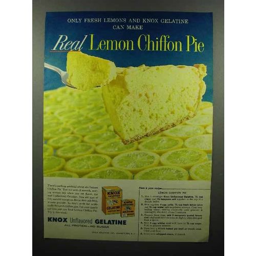 1959 Knox Unflavored Gelatine Ad - Lemon Chiffon Pie