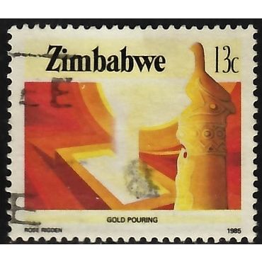 ZIMBABWE, 1985 13c Gold Production p14.5, SG 666 (Scott #500), used