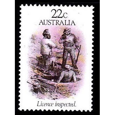 Australia 1981 Gold Rush Licence Inspection 22c MNH Stamp..