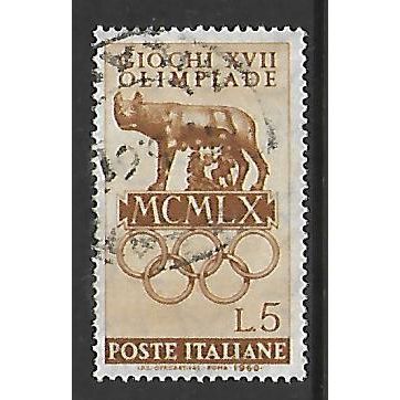ITALY 1960 OLYMPIC GAMES 5L BROWN GAMES EMBLEM SG 1020 FINE USED#