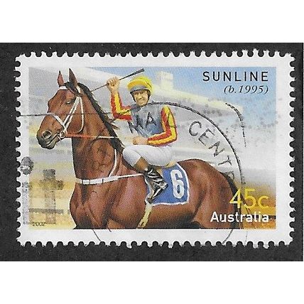 AUS 2002 45c 'CHAMPION RACEHORSES- SUNLINE' FINE USED (EBID68-380)