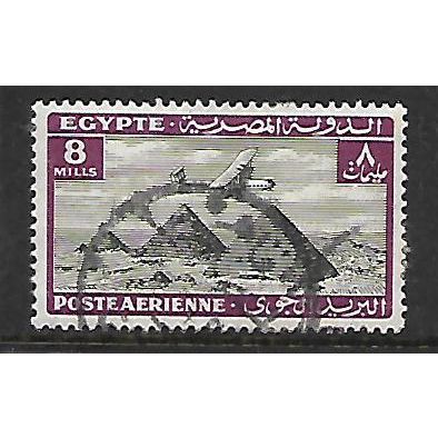 EGYPT 1933 AIR 8M BLACK VIOLET HANDLEY PAGE HP 42 OVER PYRAMIDS SG201 FINE USED