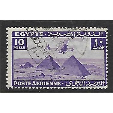 EGYPT 1941 AIR 10M VIOLET HANDLEY PAGE HP 42 OVER PYRAMIDS SG286 FINE USED#