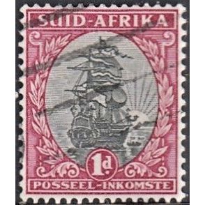 SOUTH AFRICA, 1934 1d Schooner, SG 56 (Scott #48b), used