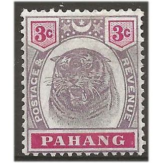 Pahang 1895 SG14 3c Dull Purple & Carmine Mounted Mint ..
