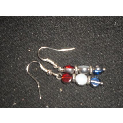 Small silvered red white blue swing dangle earrings pettite or child G