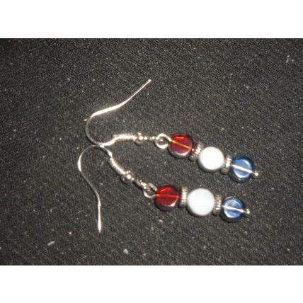 Small silvered red white blue swing dangle earrings pettite or child G