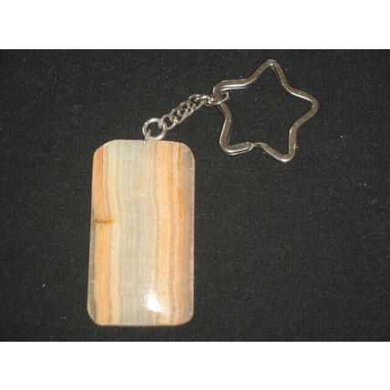 One-off pink white sand colour banded onyx keyring phone bag charm