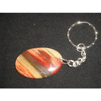 Beautiful oval banded polychrom jasper keyring bag purse charm