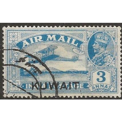 Kuwait 1933 SG32 3a Blue AIR Fine Used . .