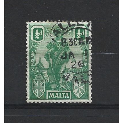 Malta.SG124 1/2d Green.Fine Used.Apr25a