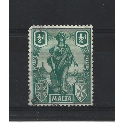 Malta.SG124 1/2d Green.Fine Used.Apr25z