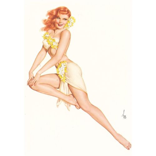 Artist Drawn 1940's Style Pinup Female In Yellow Bikini Glamour Postcard GLM1536