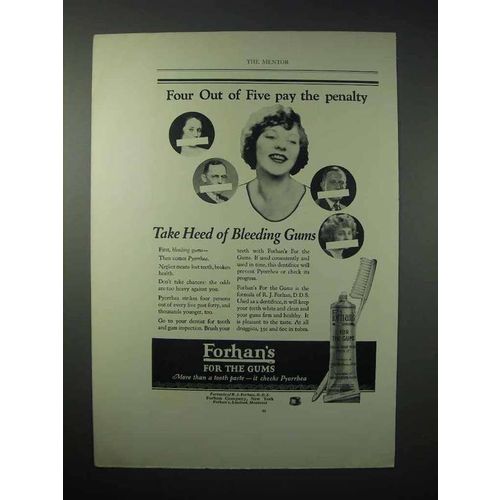 1923 Forhan's Toothpaste Ad - Four out of Five Pay