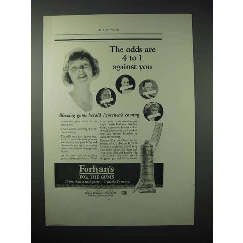 1923 Forhan's Toothpaste Ad - Odds are 4 to 1 Against