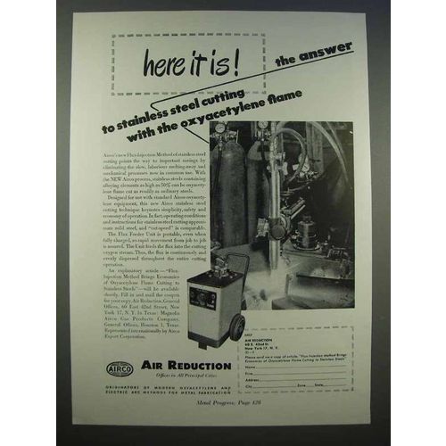 1946 Airco Flux Feeder Unit Ad - Oxyacetylene Flame