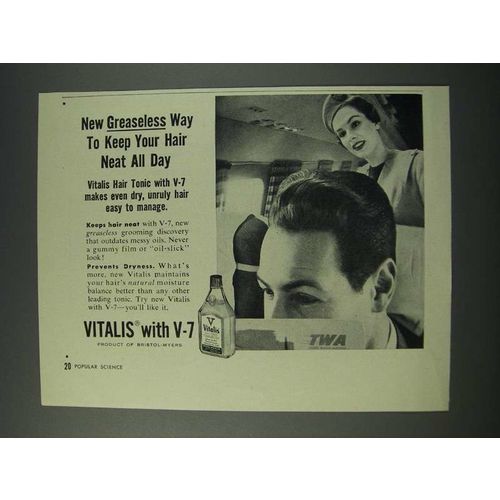 1954 Vitalis Hair Tonic Ad - New Greaseless Way to Keep Your Hair Neat