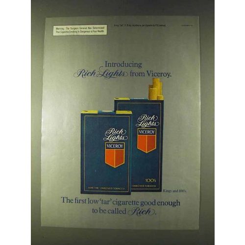 1979 Viceroy Rich Lights Cigarettes Ad