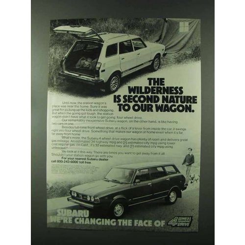 1979 Subaru 4 Wheel Drive Wagon Ad - The Wilderness