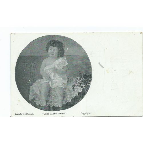 children postcard greetings card bit grubby landor's studies unused