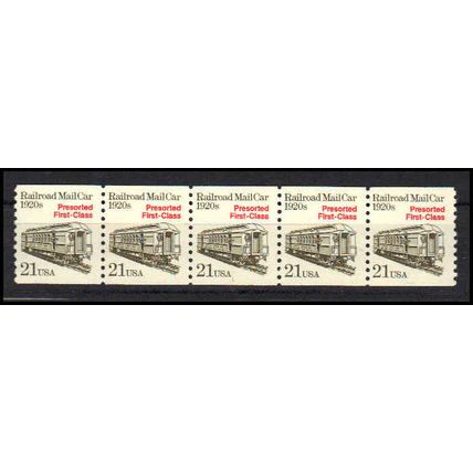 2265 21c Mail Car Fine MNH Dry Gum PNC 1/5 X1206