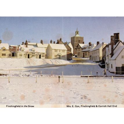 Finchingfield Essex Covered in Winter Snow Rare Postcard