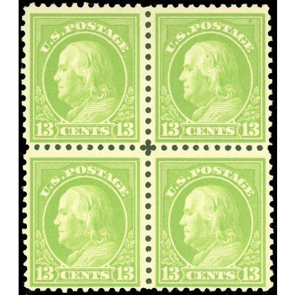 US Scott #513 Block/4, Mint w Top 2 Stamps LH, Franklin Head, SCV $71.00 (SK)