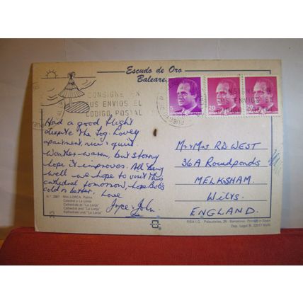 PALMA CATHEDRAL, MALLORCA , SPAIN used postcard 1979? pm #