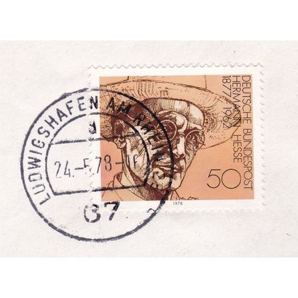 Ludwigshafen postmark Germany 1978 on Hermann Hesse 50pf VGC