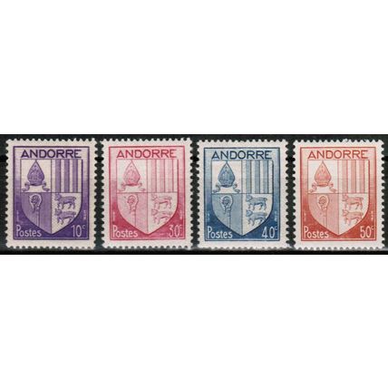 1944 Andorra - Sc# 78-81 Mint NH - Coat of Arms 10, 30, 40, 50 centimes