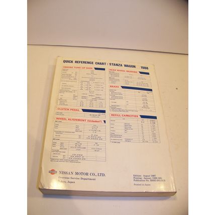 1988 NISSAN STANZA WAGON MODEL M10 SERVICE MANUAL