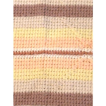 Crochet Vintage Handmade Afghan 48"x68" Pastel Peach Tan Yellow White Fringes