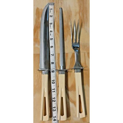 Vintage Stanley Bakelite 4 Pc Cutlery Carving Serving Knife Set Orig Box Damage