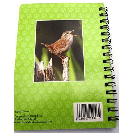 Jenny Wren 3D image on the cover of a pocket Notebook