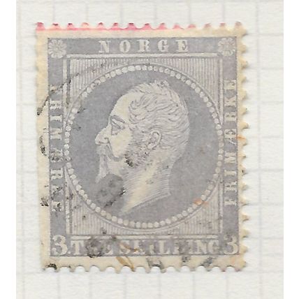 NORWAY 1856 OSCAR 1 CLASSIC TRE SKILLING 3Sk PURPLE-GREY CDS fault trim perfs
