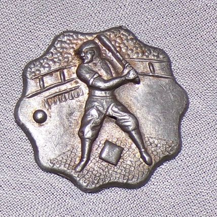 VINTAGE ART DECO ERA 1920's NICKEL BASEBALL POCKET CHARM