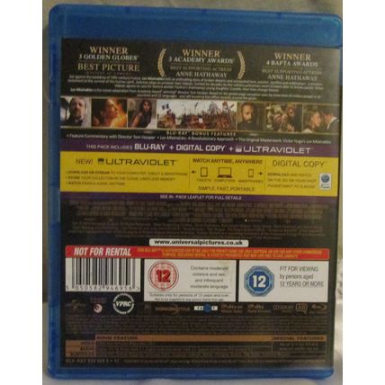 Les Miserables: Blu-Ray / Ultraviolet ( 2012 ) Tom Hooper / Hugh Jackman