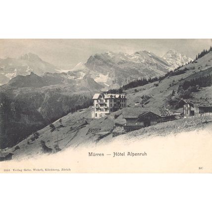 Murren Hotel Alpenruh Antique Switzerland Postcard