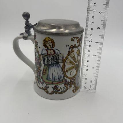 DR. Merkle Atelier German Ges. Gesch Lidded Beer Porcelain Stein 6”