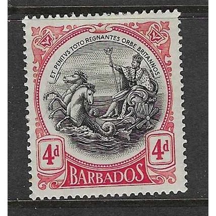 BARBADOS 1918-20 WATERMARK MULTI-CROWN CA COLOUR CHANGE 4d MINT SG199