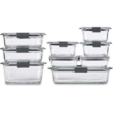 Rubbermaid Brilliance Glass Food Storage Containers, Assorted Sizes, Set of 9, B