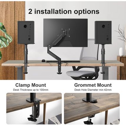 Suptek Clamp-On Speaker Stand Desk Mount Set, Height Adjustment, Tilt, Swivel, 9