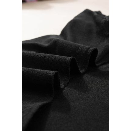 Black Ribbed Splicing Sleeve Round Neck T-shirt