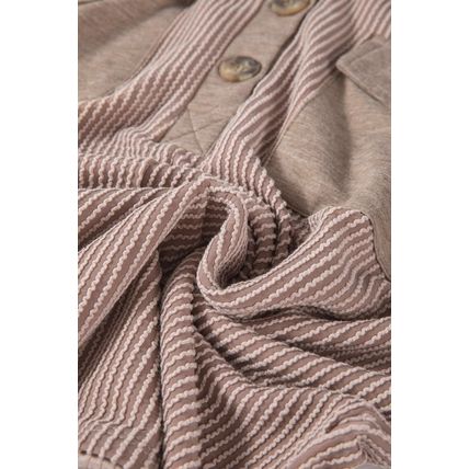 Dark Brown Flap Pocket Patchwork Corded Drawstring Hoodie