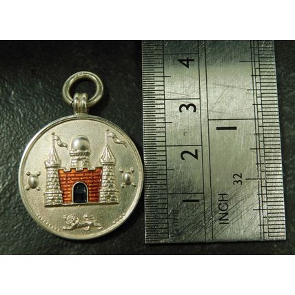 Vintage Solid Silver Enamel Watch Chain Fob Medal 1927 Surrey County Football