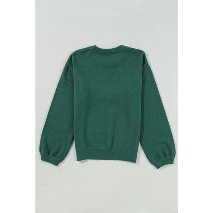 Blackish Green Pearl Beaded Merry Casual Sweater