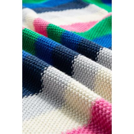 Bright Green Rainbow Striped Crew Neck Drop Shoulder Sweater